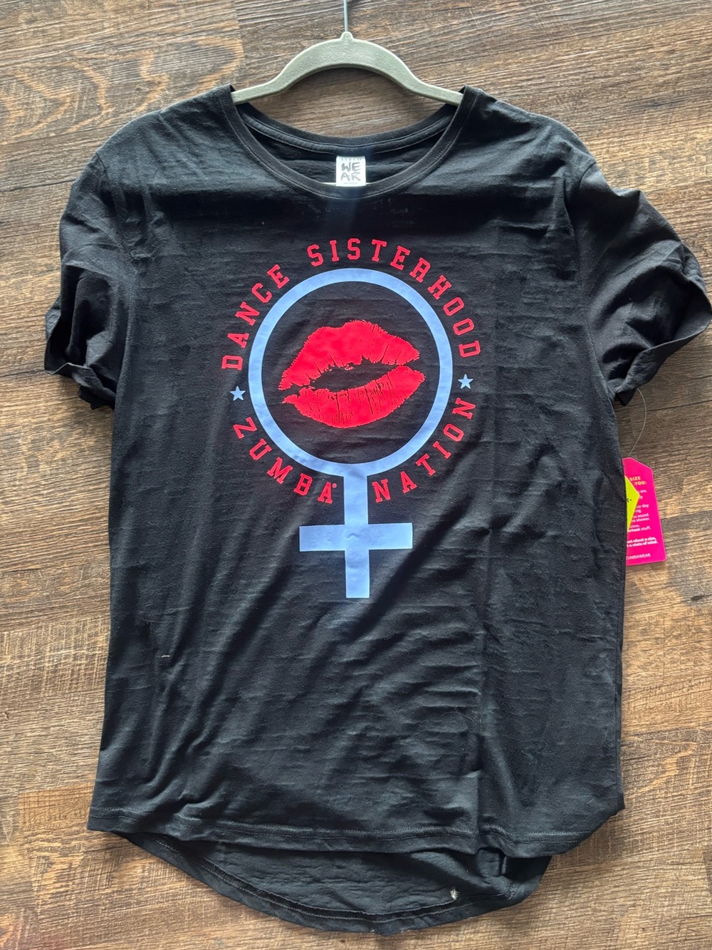 Dance Sisterhood Zumba Nation Black T‑Shirt with pink Lips Graphic
